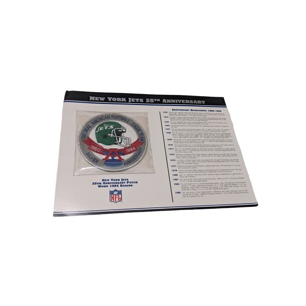 New York Jets 25th Anniversary 1984 Season Patch‎ Willabee Vintage NFL Football